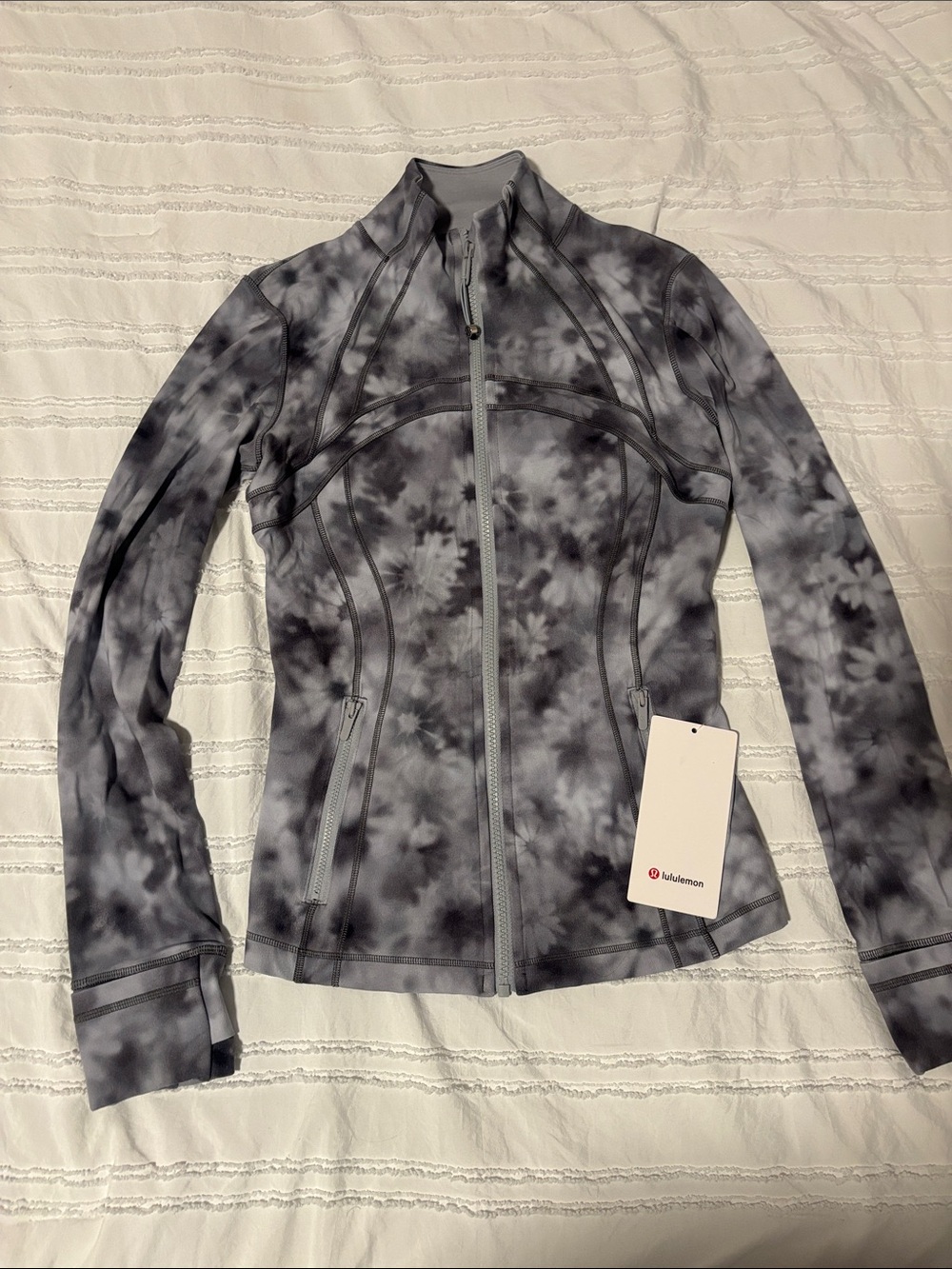 lululemon athletica Women's Black and Gray Tie-Dye Bomber Jacket